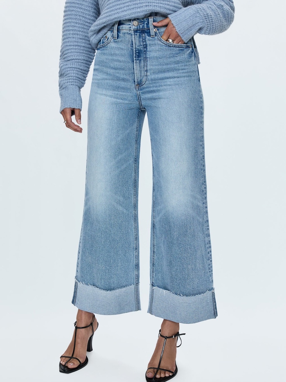 pistola Lana Wide-Leg Crop Cuffed Jean in Snowcat 28